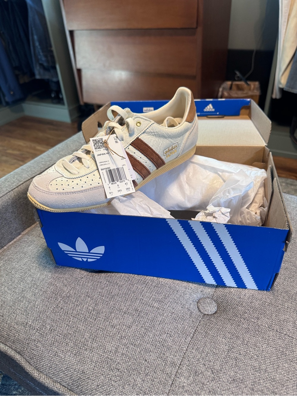 Adidas Japan Classic Shoes - Cream with Brown Stripes